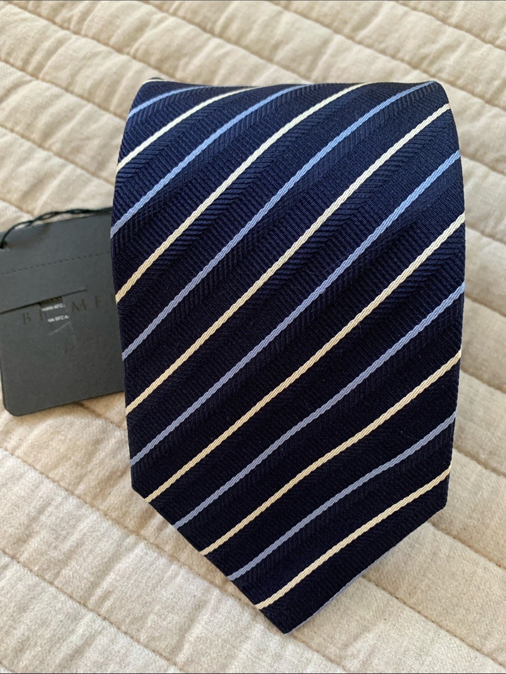 Beymen Navy Striped 100% Silk Tie